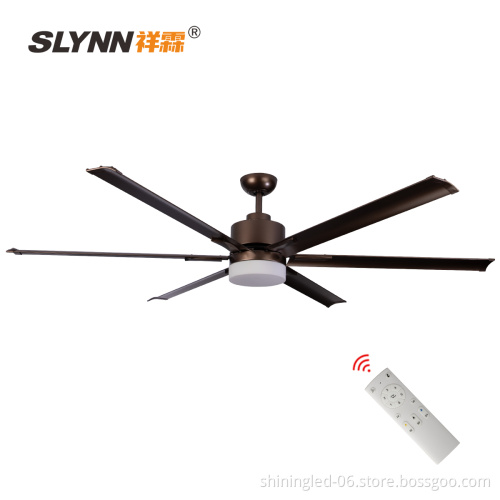 Modern 72" Large Airflow Aluminum Industrial Silent DC Motor Ceiling Fan with Remote